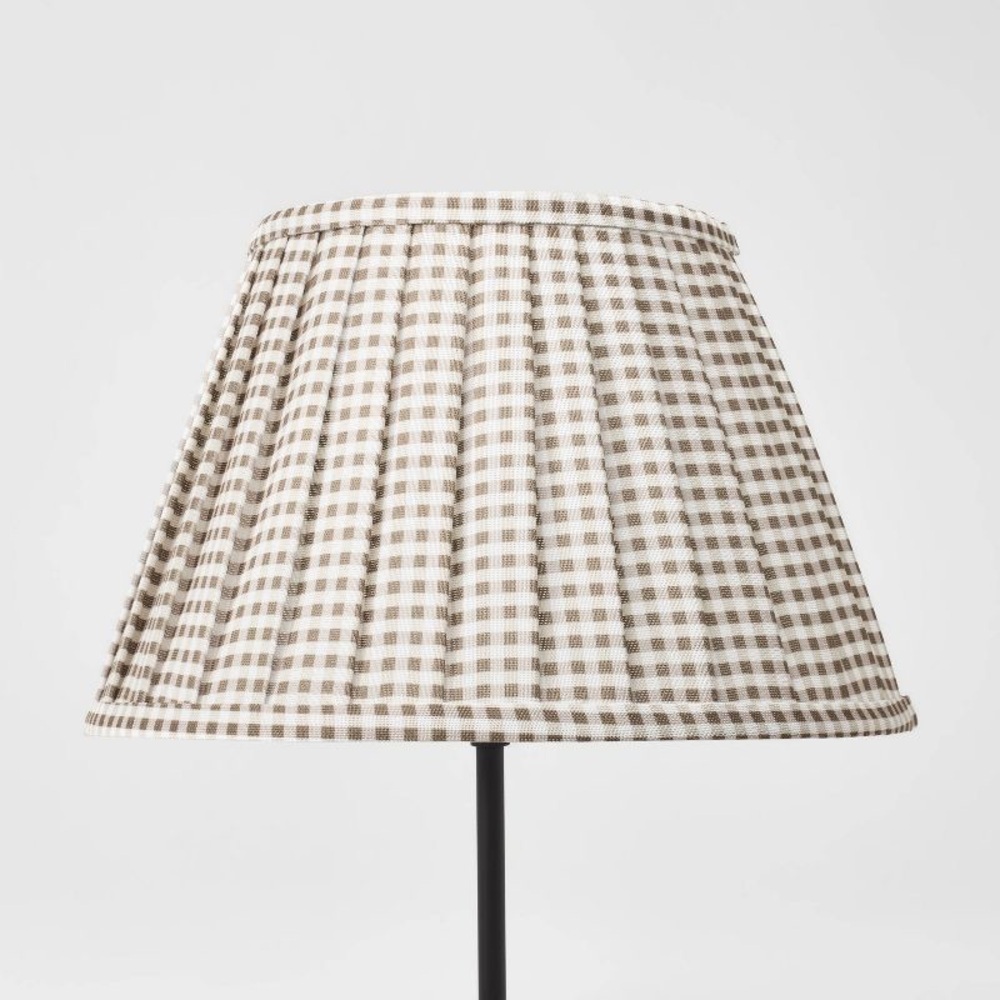 Gingham Pleated Lamp Shade Brown - Threshold™ designed with Studio McGee